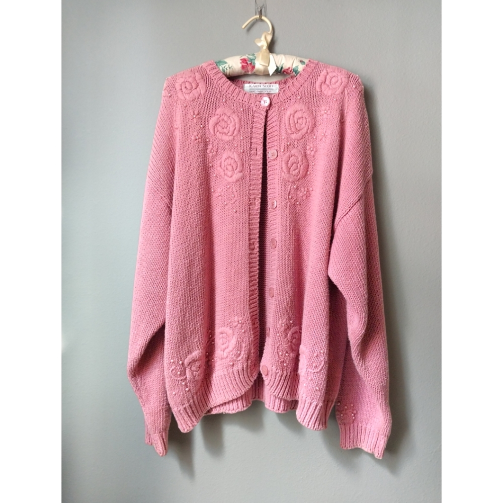 Vintage Karen Scott Hand Embroidered Knit Sweater
